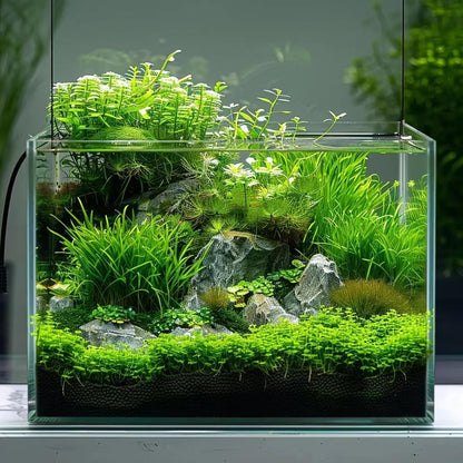 3 Gallon Glass Fish Tank, Easy to Maintain Small Aquarium for Betta/Goldfish/Snails/Shrimp and Aquatic Planting.