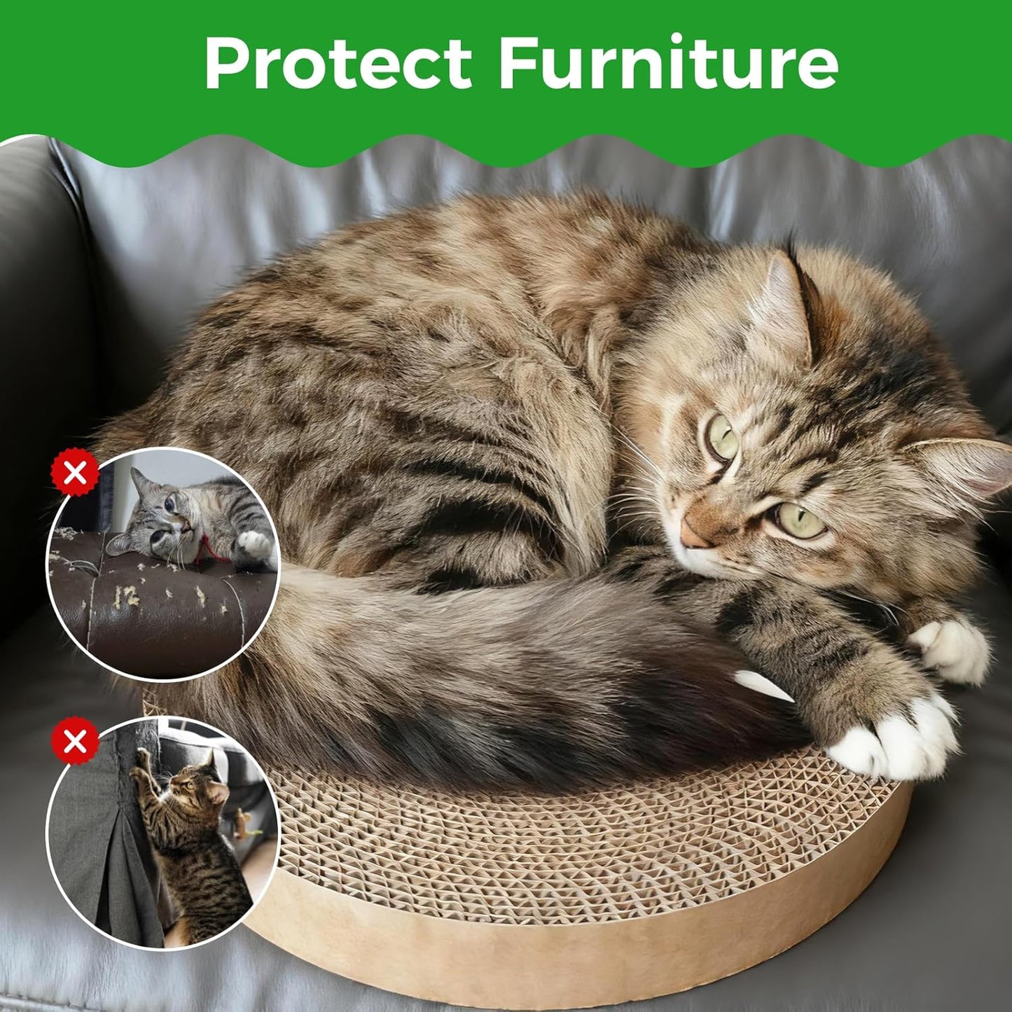 Round Cat Scratcher Refill, 10" Diameter Cat Scratching Board for Indoor Cats, Cardboard Cat Scratcher Pads，Double-Sided (1 PCS)