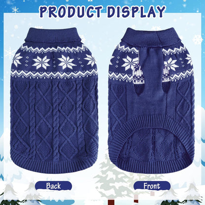 Warm Winter Dog Sweater - Cold Weather Pet Clothes for Small Medium Large Dogs Indoor Outdoor, Soft Classic Knit Puppy Apparel
