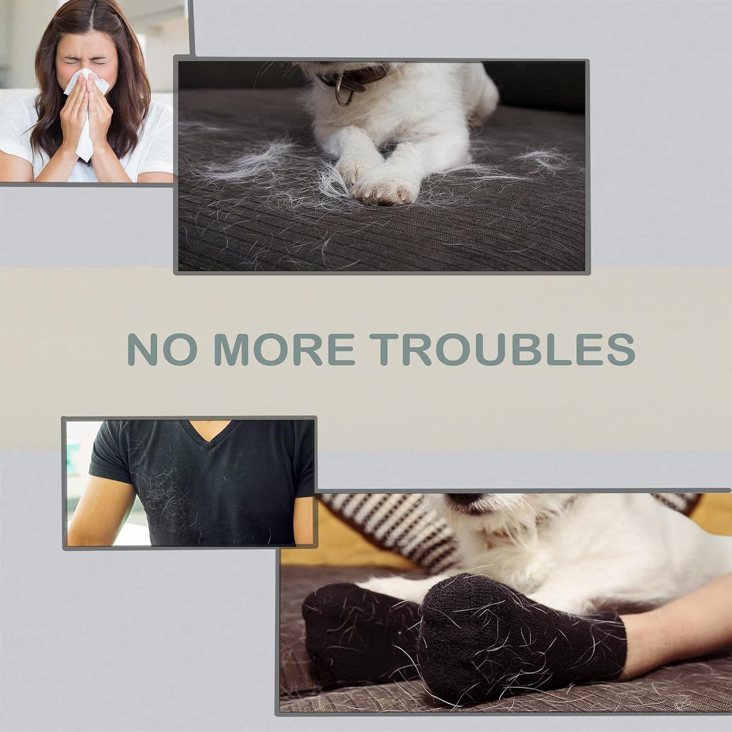 Grooming Gloves for Shedding Hair Remover - Gentle Brush for Dogs and Cats, Long or Short Fur Slicker Mitt Comb for Bath, Deshedding, and Massage