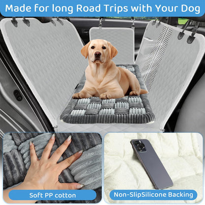 Dog Bed for Car Back Seat, Non-Slip Flannel Pet Travel Mat for Cars SUVs Trucks, Soft Thickened Pet Car Seat Cover Protector, Easy to Clean Portable Dog Blanket for Car Travel (23.6"x51.2", Gray)
