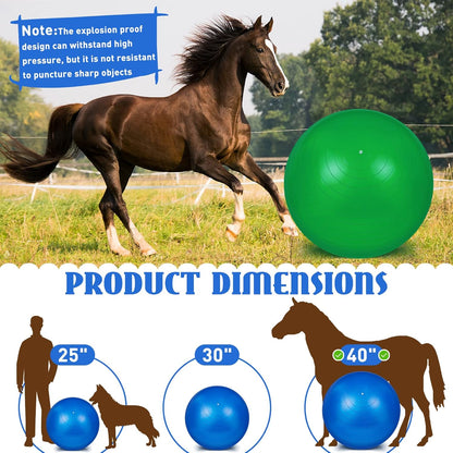 Sotiff 2 Pcs 40 Inch Horse Ball for Play Large Horse Big Equine Herding Anti Burst Dog Ball Soccer Giant, Pump Included(40 Inch,Green, Blue)