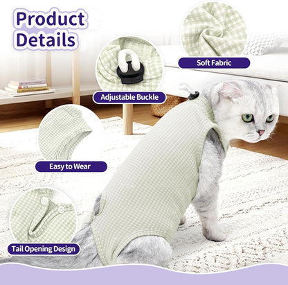 2 PCS Cat Recovery Suit for Female Cats & Kittens, Breathable Spay Surgery Onesie, Abdominal Wound Protection Anti-Licking Suit, E-Collar Alternative