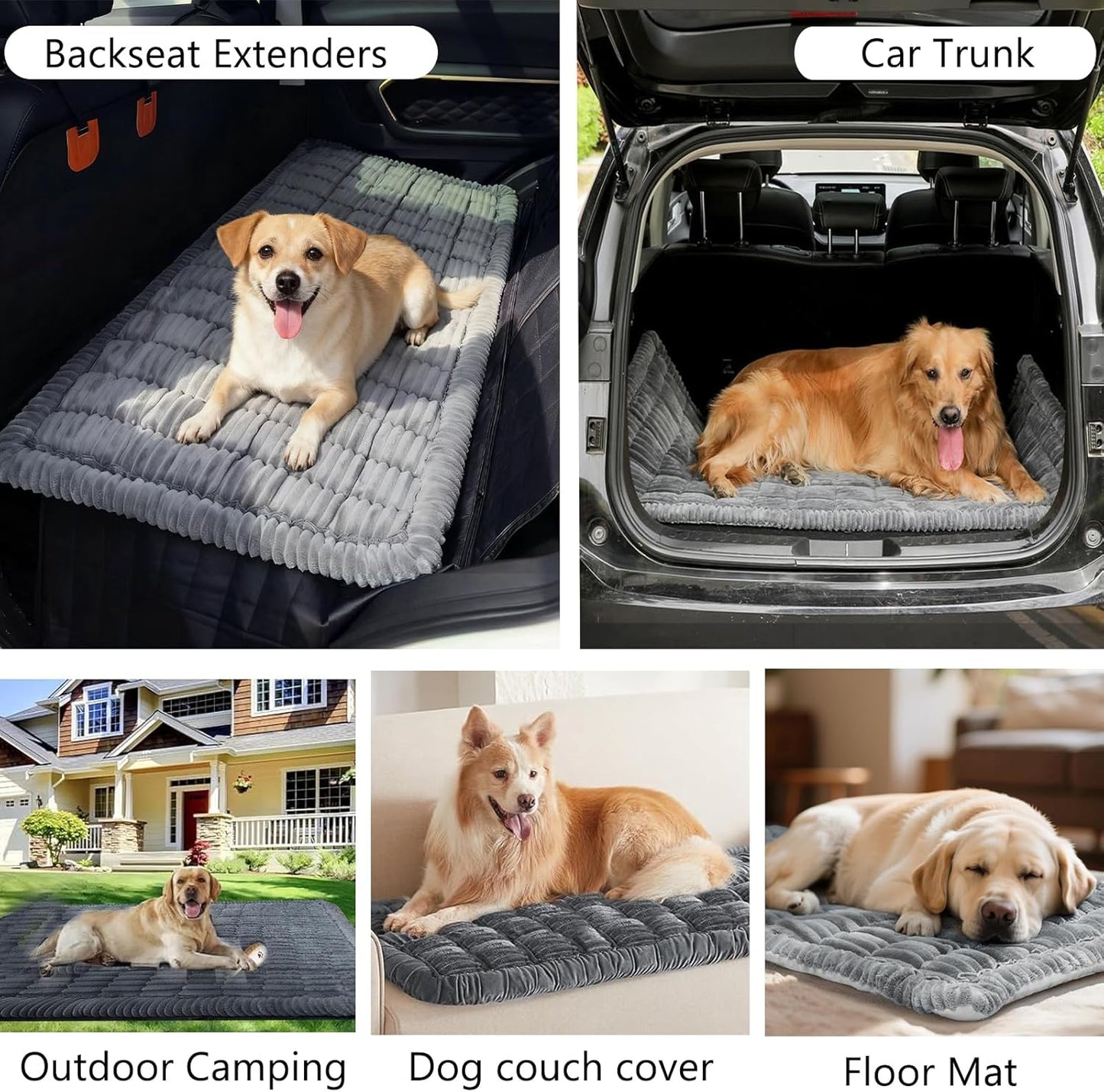 Dog Bed for Car Back Seat, Backseat Pet Bed Mat, Flannel Pet Cover for Loveseats, Non-Slip Dog Mat for Car - Travel Pet Mat Fit for Backseat Extenders & Seat Covers (Grey, 24.8x54 inch)