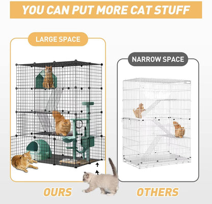 Large Cat Cage,DIY Cat Cage Enclosures Indoor Pet Home Small Animal House Detachable Playpen Metal Wire Kennels for 1-3 Cat