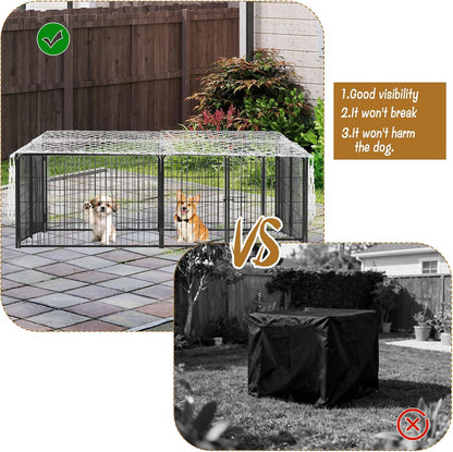 Dog Playpen Cover Net with Metal Fixing Buckle 6.7 * 6.7FT Prevent Small Dogs from Jumping Out of The Playpen (Cover Only)
