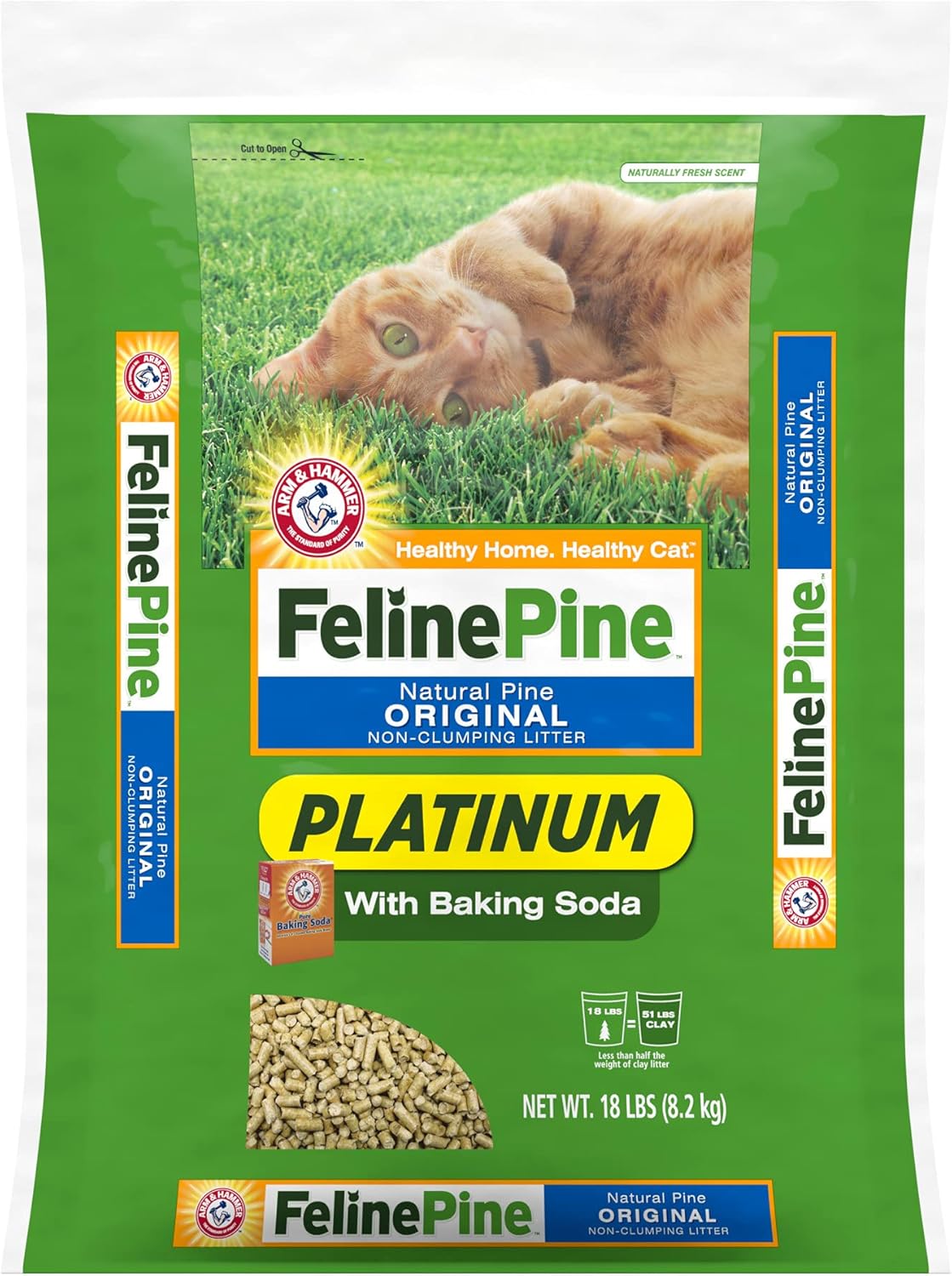 Feline Pine Platinum Non-Clumping Cat Litter, Feline Pine Cat Litter 18lb
