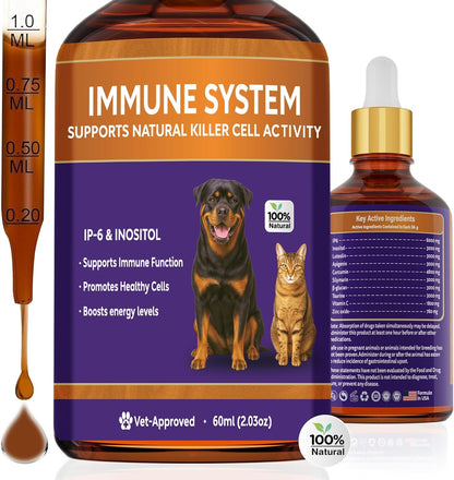 Dog Cancer Supplements | Supports Lipoma Treatment & Wart Remover | IP-6 Immune Drops Solution for Dogs |Luteolin & Apigenin: Natural Antioxidants & Anti-Inflammatory l Myo-Inositol Supplement 2.03 OZ