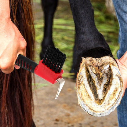 Happyyami Grip Hoof Pick with Brush Comfortable Rubber Handle Efficient Dirt Removal Tool for Hoof Hygiene Essential Equine Grooming Equipment Supplies Random Color Random Color