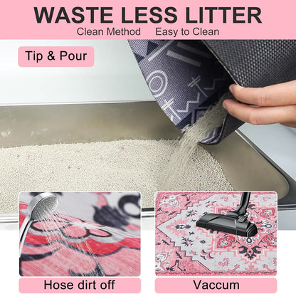 BEAUTYZOO Cat Litter Mat Litter Trapping Mat, 28"x 36" Large Litter Box Mat, Waterproof Kitty Litter Mat, Non-Slip Litter Rug Mats Pads for Floor Scatter Control, Soft on Paws & Easy to Clean, Pink