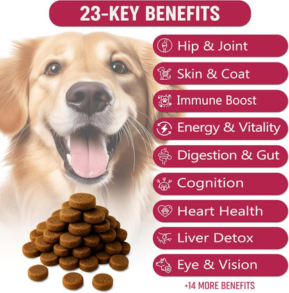 Dog Multivitamins Chewable with Probiotics - Dog Vitamins and Supplements - 140 Treats - Senior & Puppy Multivitamin for Dogs - Hip & Joint Support - Immune Health, Skin, Heart, Digestion, Probiotics