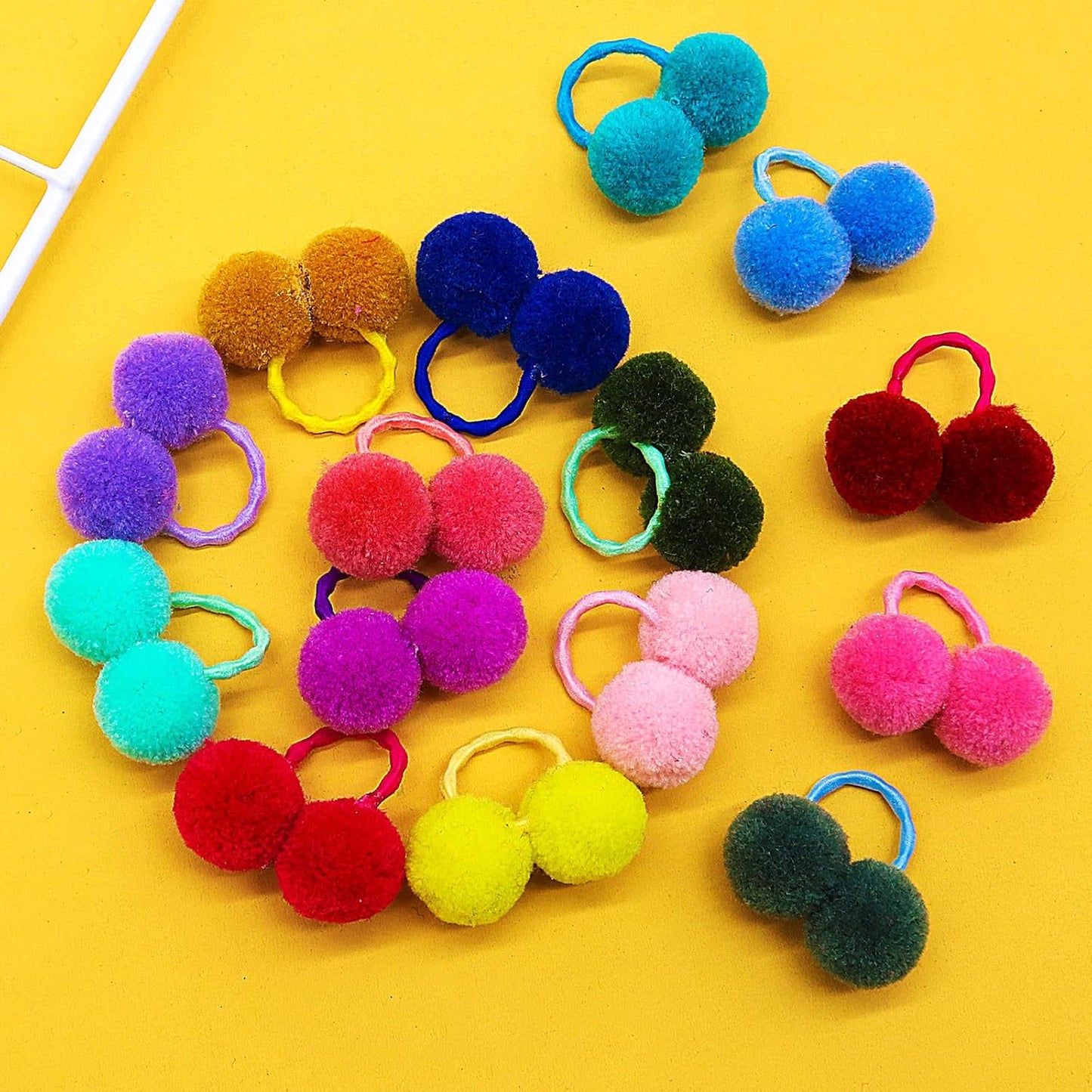 50pcs Dog Hair Puff Ball Bows, Pet Small Dog Hair Round Bows with Rubber Bands, Mix Multiple Colour Handmade Pet Puppy Dog Grooming Puff Bows for Yorkie Dog Cat Girl Hair Accessories