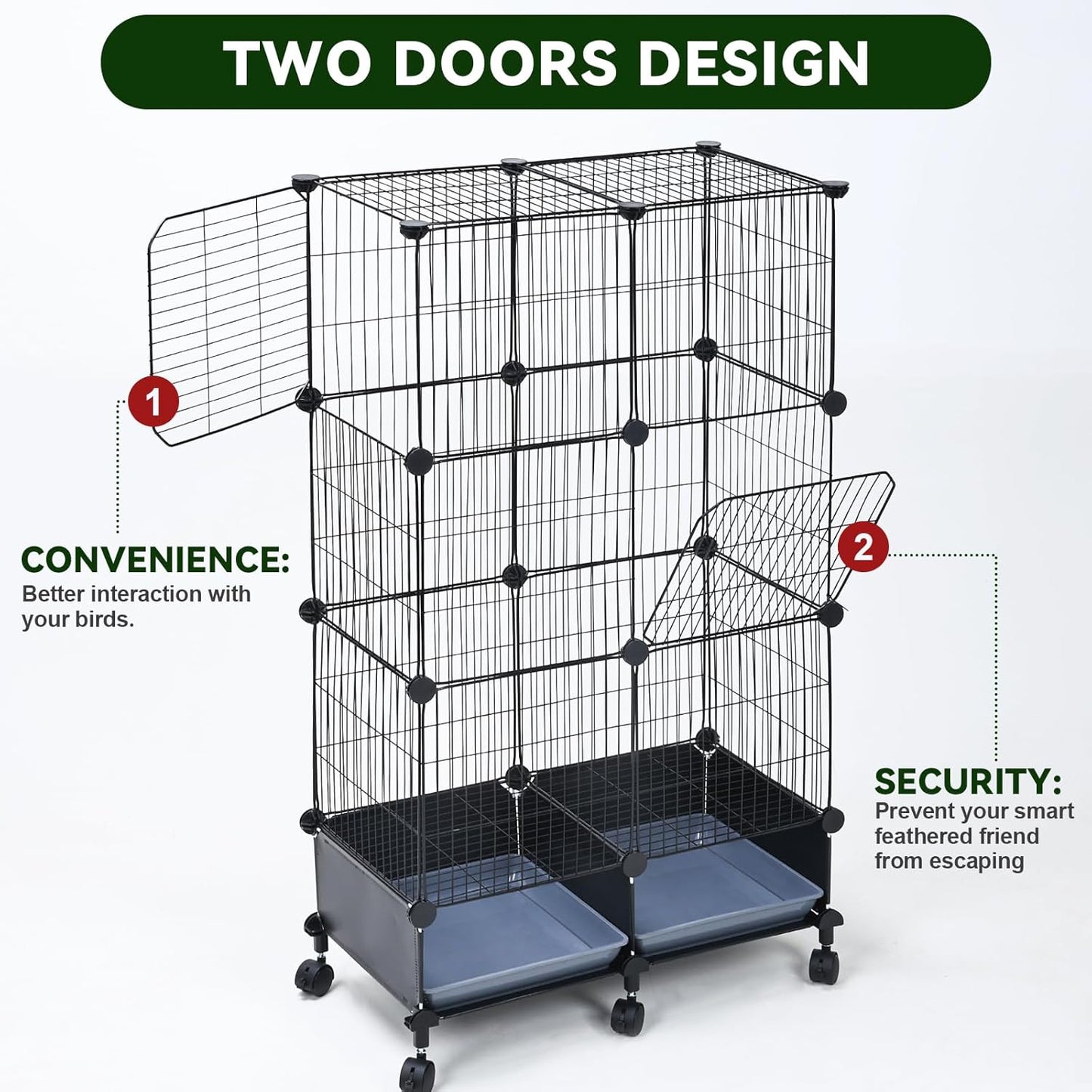 46-Inch Bird Cage, with Wooden Perches, Metal Parakeet Cage with Slide-Out Tray, Water Bottle & Feeder, Bird Cages for Parrot, Parakeets, Cockatiel, Lovebird, Pigeon and Small Mid-Sized Birds