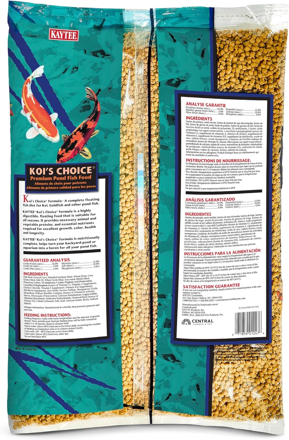 Kaytee Koi’s Choice Koi Floating Fish Food, For Koi, Goldfish and Pond Fish, 10 pounds