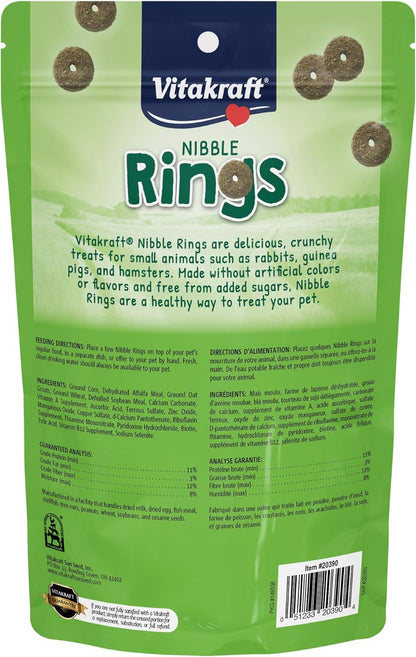 Vitakraft Nibble Rings Small Animal Treats - Crunchy Alfalfa Snack - For Rabbits, Guinea Pigs, Hamsters, and More