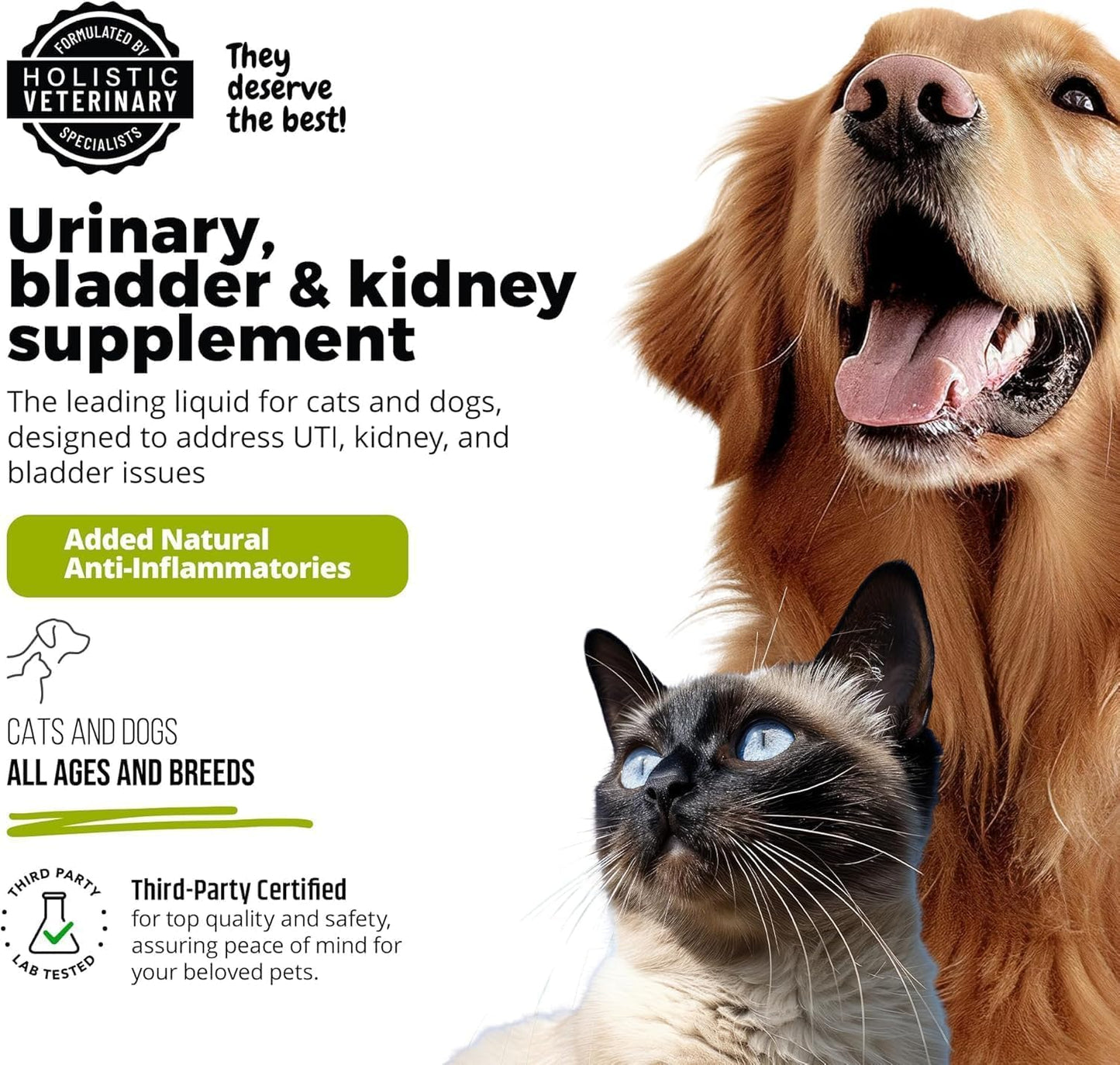 Cat & Dog Urinary Tract Treatment, Bladder & Kidney Support for Dogs and Cats, Powerful Yet Gentle Pet Care, with Liquid Cranberry & Glucosamine, Salmon Flavor, 6 oz Bottle, 2 Pack