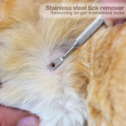 Quacc 2 PCS Tick Removal Tool Kit for Dogs Cats Humans Stainless Steel Tick Remover Tweezers with Storage Box