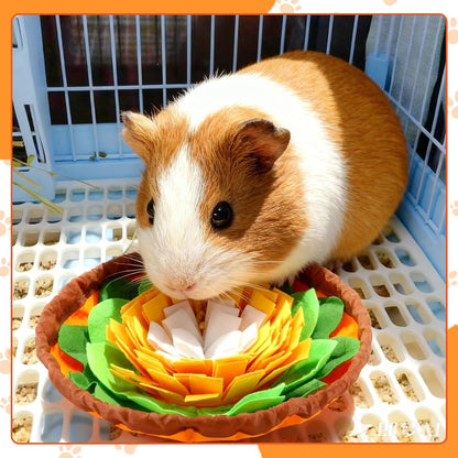 Rabbit Foraging Mat, Interactive Bunny Puzzle Toys Soft Pet Feeding Mat for Hedgehog Guinea Pig Hamster Chinchilla Kitten Puppy and Small Animals