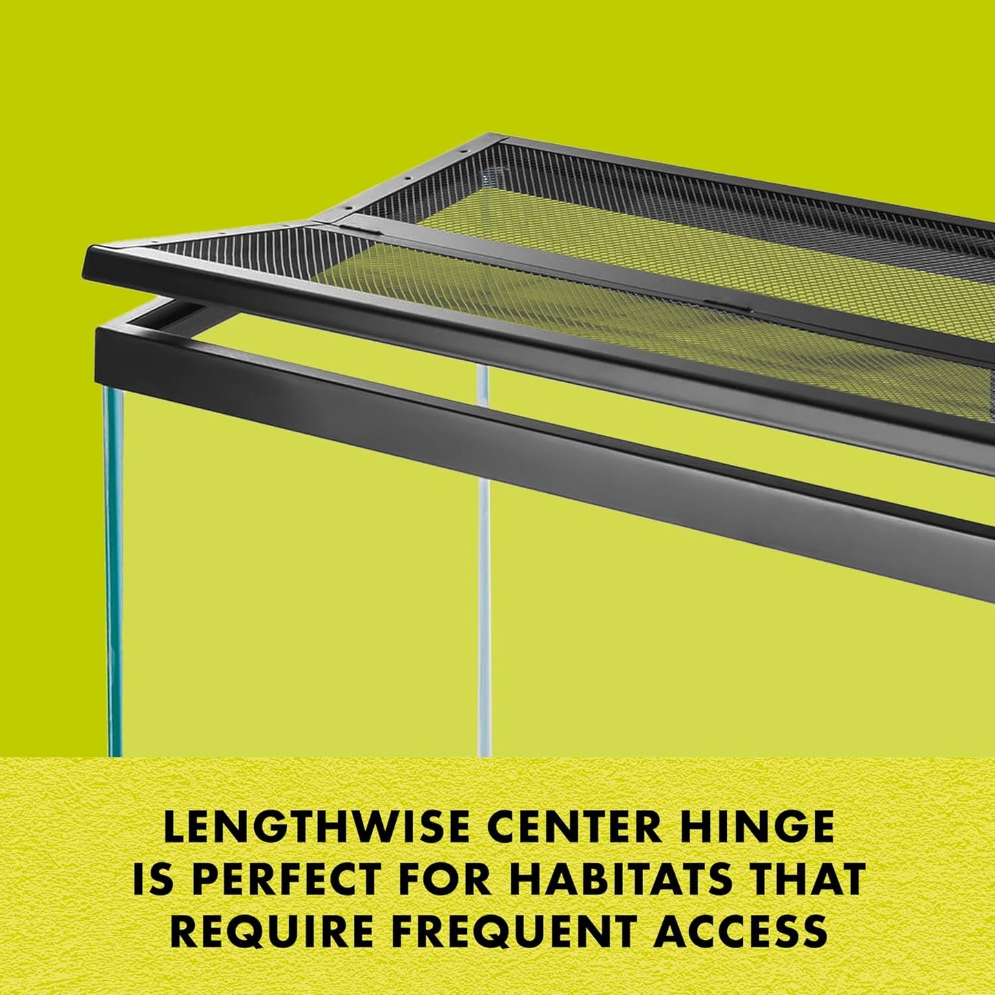 Zilla Fresh Air Screen Cover with Center Hinge, Secure and Durable Metal Mesh Cover for Reptile Terrariums, 48 x 13 inches