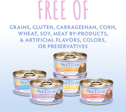 Soulistic Kitten, Kindred Kittens Variety Pack, 3oz Can, Pack of 12