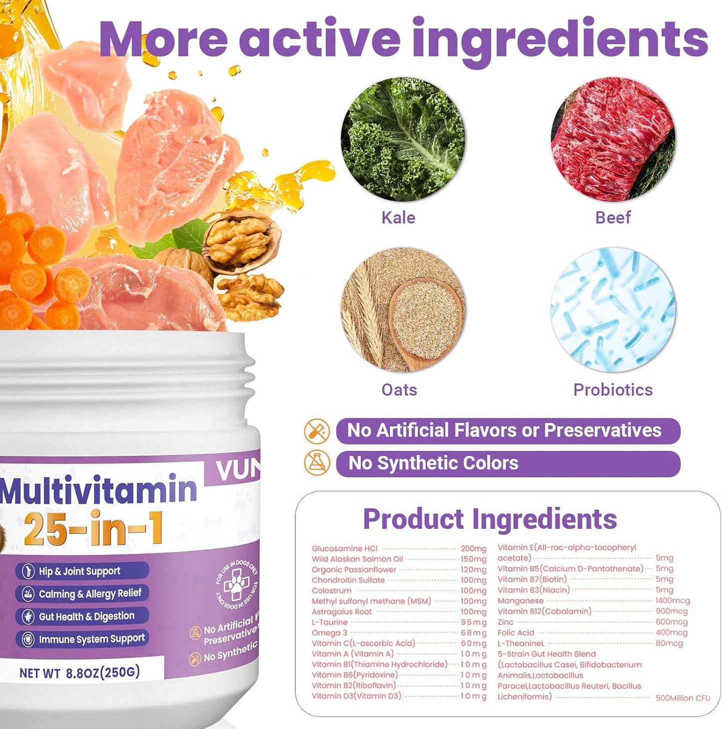 Dog Multivitamin 25 in 1 Chewable Dogs Vitamins Supplements Treats for Pet Omega-3 Glucosamine Vitamin for Puppy Supplies Skin Coat, Heart, HIPS & Joints, Digestion & Immune System 100pcs