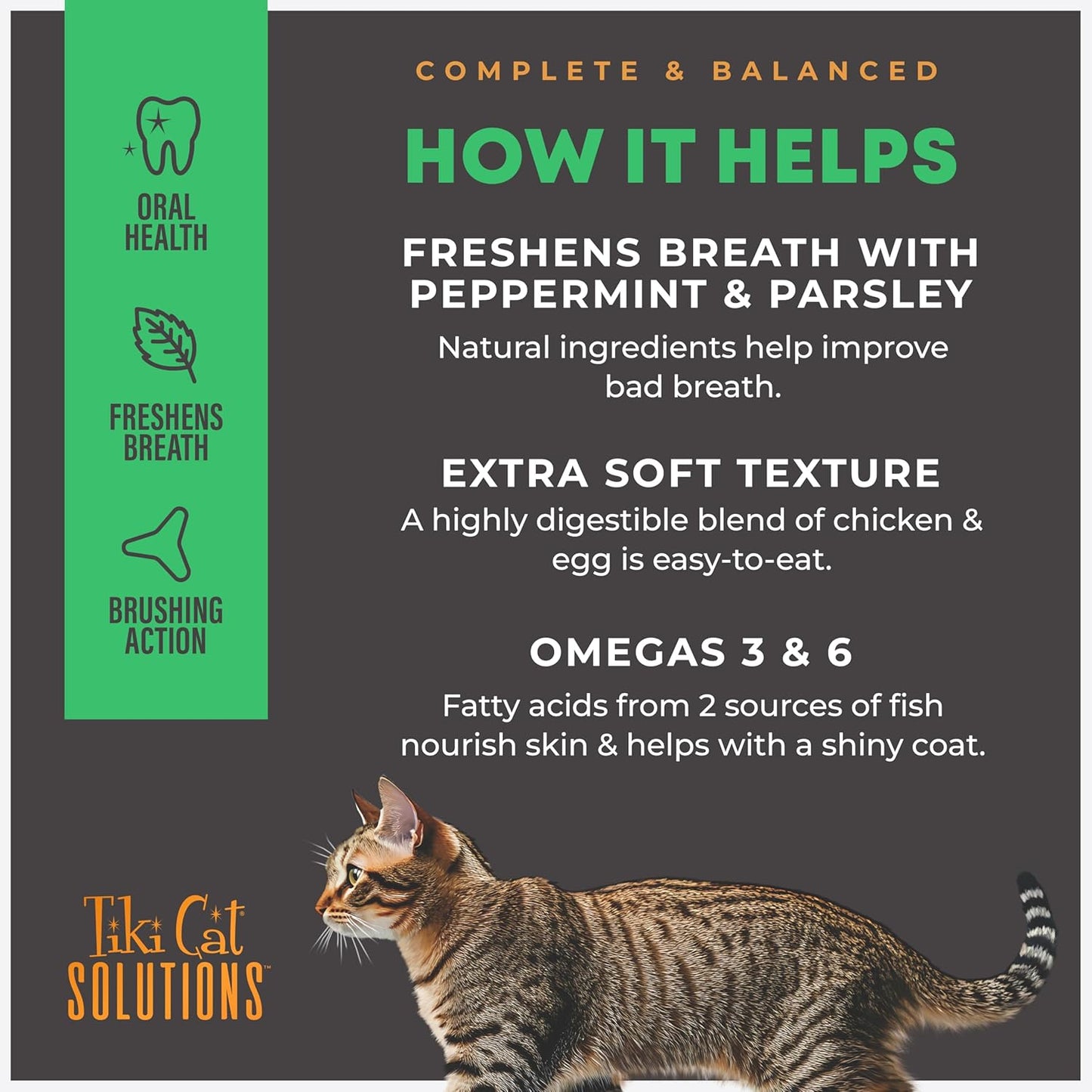 Tiki Cat Solutions Dry Cat Food, Dental, Chicken, 2.8 lbs. Bag
