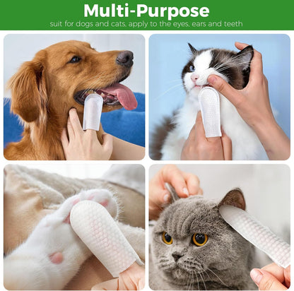 60 Pcs Dog Ear Cleaner Wipes, Dog Teeth Cleaning Wipes for Dogs & Cats, For Cleaning, Soothing, Deodorizing Itchy Ears, Remove Bad Breath & Plaque & Tartar, Pet Health Supplies for Small Animal