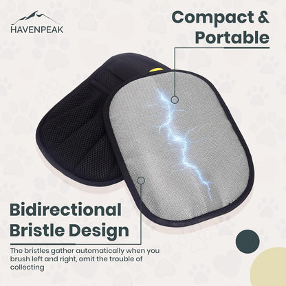 Pet Hair Remover Glove – Reusable Electrostatic Pet Hair Removal Glove for Furniture, Carpet & Car – Upgraded Design Cat & Dog Hair Mitt for Cleaning (Black - 2 Pack Gloves)