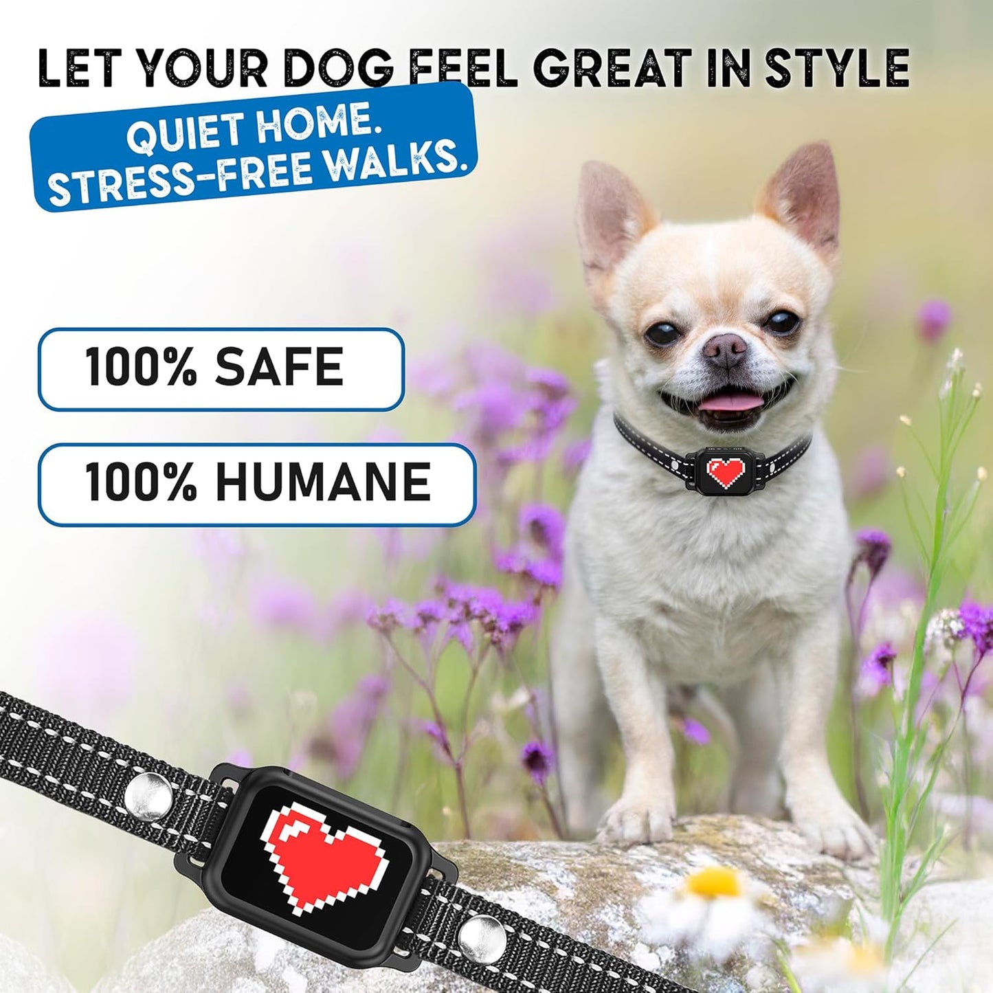 2 Pack Bark Collar for Small Dogs 5-15 lbs with Magnetic Charging – No Shock, 3 Beep & Vibration Modes, 5 Sensitivity Levels – Humane Stop Anti-Barking Device – Dog Training Bark Collar (Black/RH)