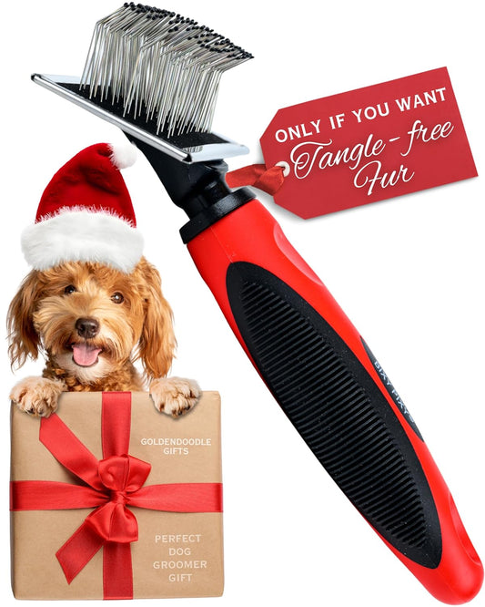 Tiny Slicker Brush for Dogs - Protected Pins for Extra Comfort - 1 inch Pins for Easy Detangling for Long Hair Dog, Cats, Doodle, Goldendoodle