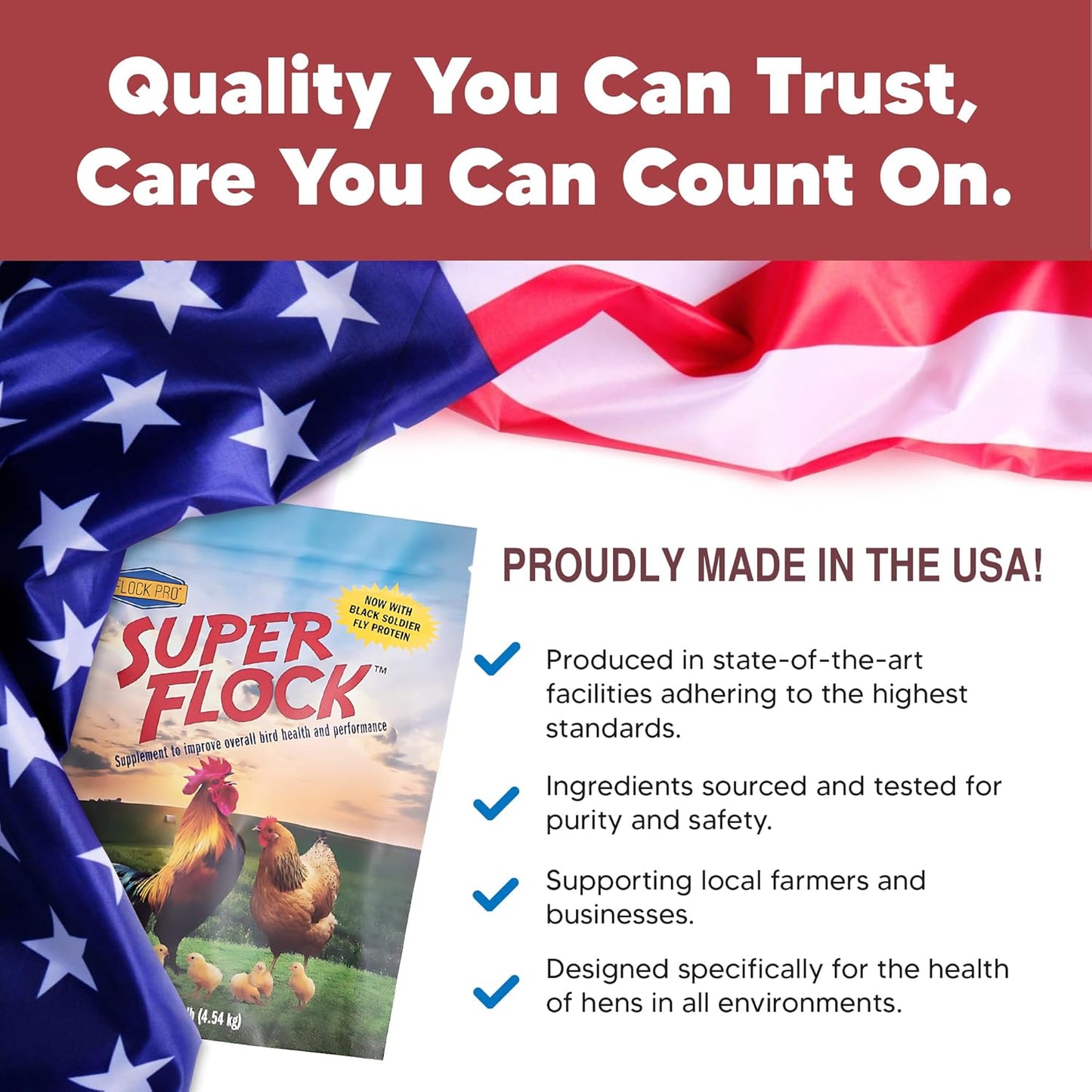 Super Flock Premium Pellet Chicken Supplement Boost Health & Egg Quality with Vitamins, Probiotics, Minerals, Chicken Supplies (1 lb)