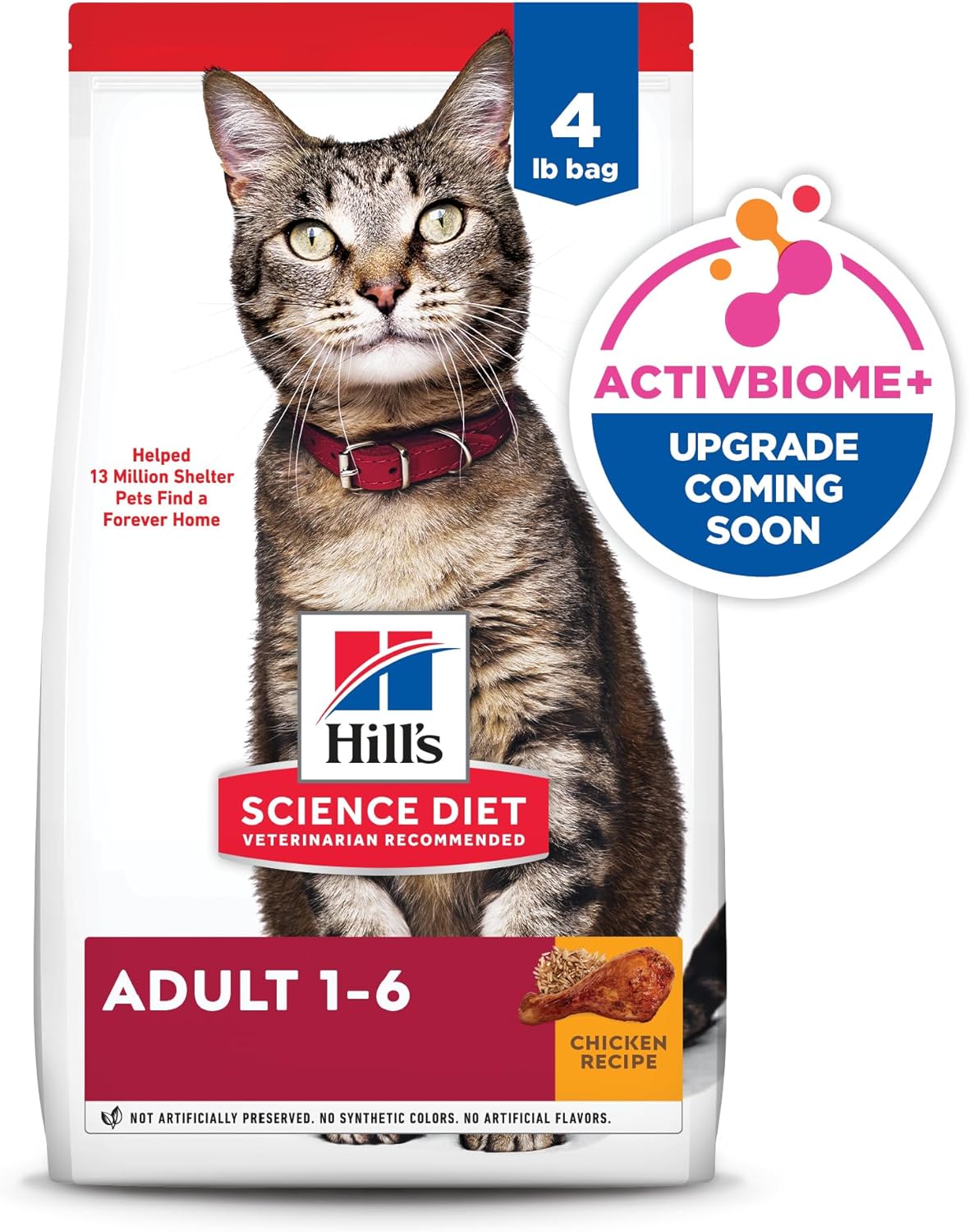 Hill's Science Diet Adult 1-6, Adult 1-6 Premium Nutrition, Dry Cat Food, Chicken Recipe, 4 lb Bag