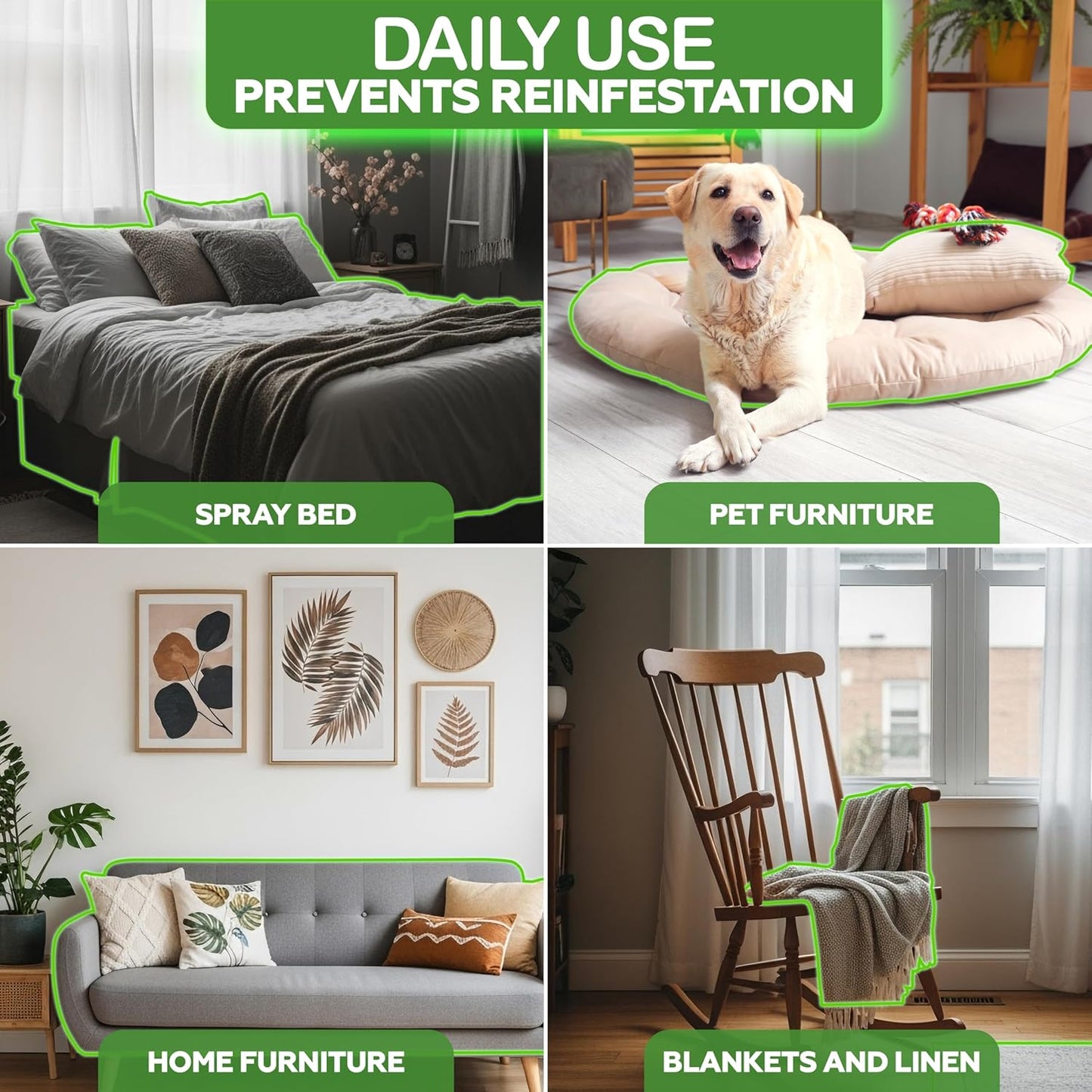 Flea and Tick Spray for Dogs & Home– Natural Flea and Tick Prevention for Dogs– Bed Bug Spray & Multi-Insect Killer– Scentless Plant-Based Formula Kills on Contact (32 oz)