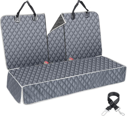 Grey Dog Car Seat Cover for Back Seat,Non-Stick Fur,Pet-Friendly and Waterproof - Universal Fit Interior Protector for Auto, Van, SUV - Ideal for Kids and Pets