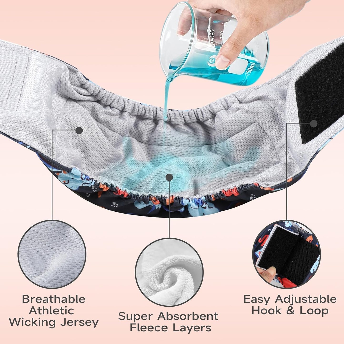 Leekalos Male Dog Diapers, Dog Belly Bands for Male Dogs Wraps Washable Doggie Diapers High Absorbing Dog Belly Bands（5 Pack）