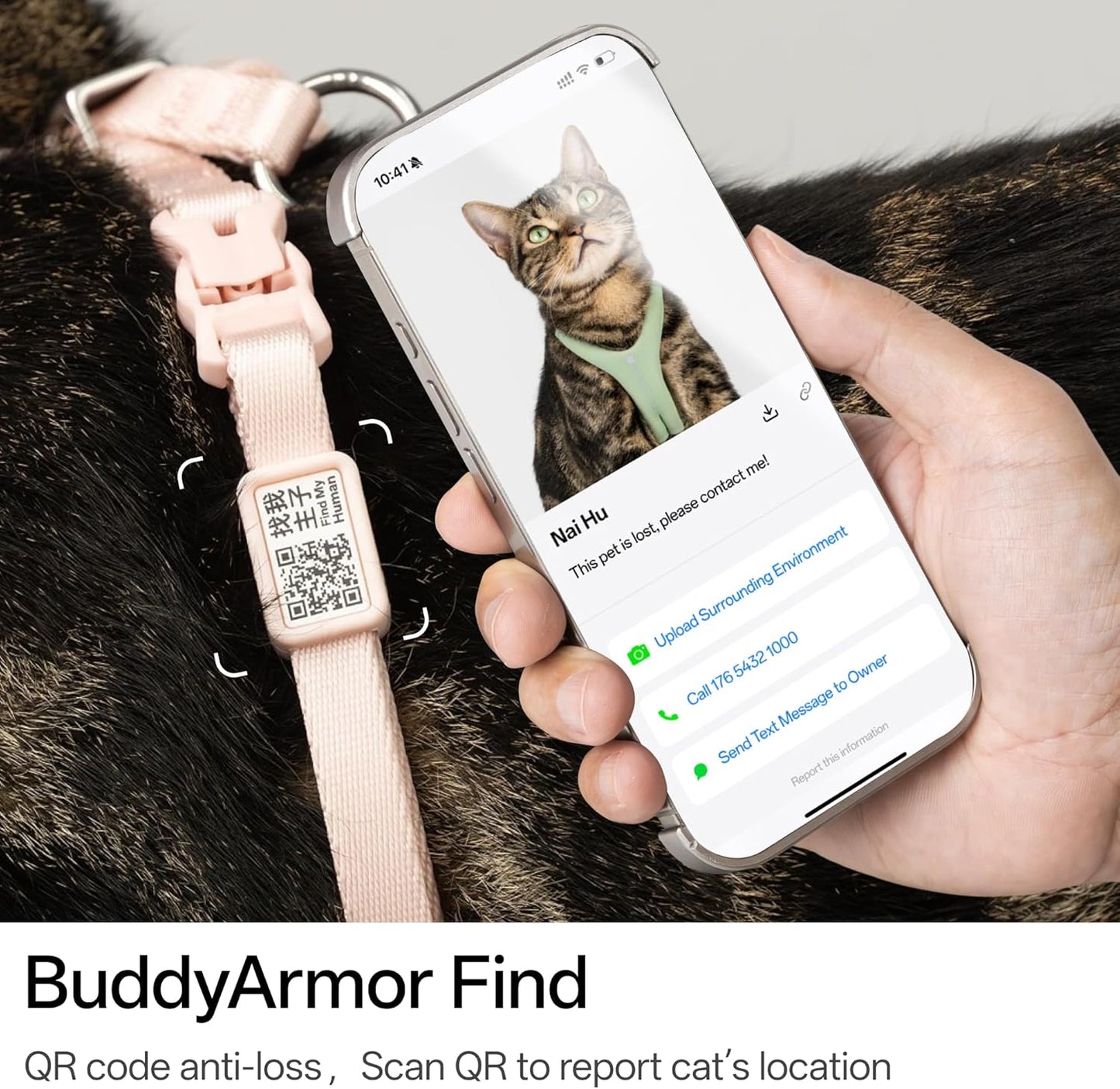 Escape Proof Cat Harness Anti-Choke Quick Release Adjustable QR Code Soft Nylon Durable Lightweight Figure 8 Cat Harness Anti Escape for Kitten Small Medium Large Cats (Blush Pink, M)