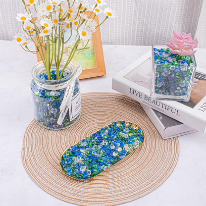 Keedolla Aquarium Glass Pebbles Stones Fish Tank Rocks Gravel, Green Mix Glass Gemstones Fish Bowl Rocks for Vase Fillers, DIY Crafts, Home Decor - 15 Oz, 6-9mm