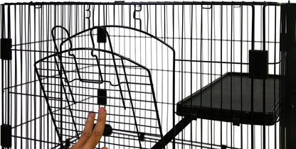 Homey Pet 3 Levels Chinchilla Ferret Pet Crate Small Animals Cages for Rat, Hamster, Guinea Pig, Squirrel, Include Caster Tray and Urine Guard (Black)