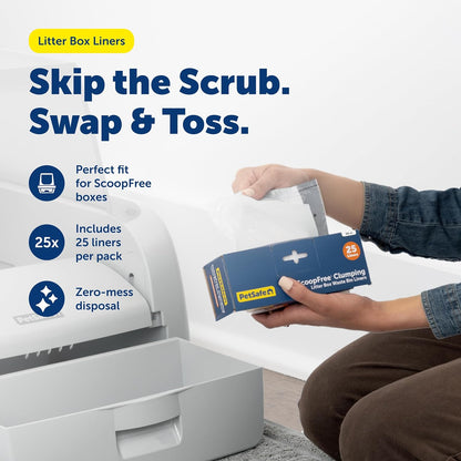 PetSafe Litter Box Liners - Supports Easy Clean Up - Disposable Liners - Durable Plastic - Convenient Drawstring - Hassle-Free Cleaning - ScoopFree Clumping Waste Bin Liners