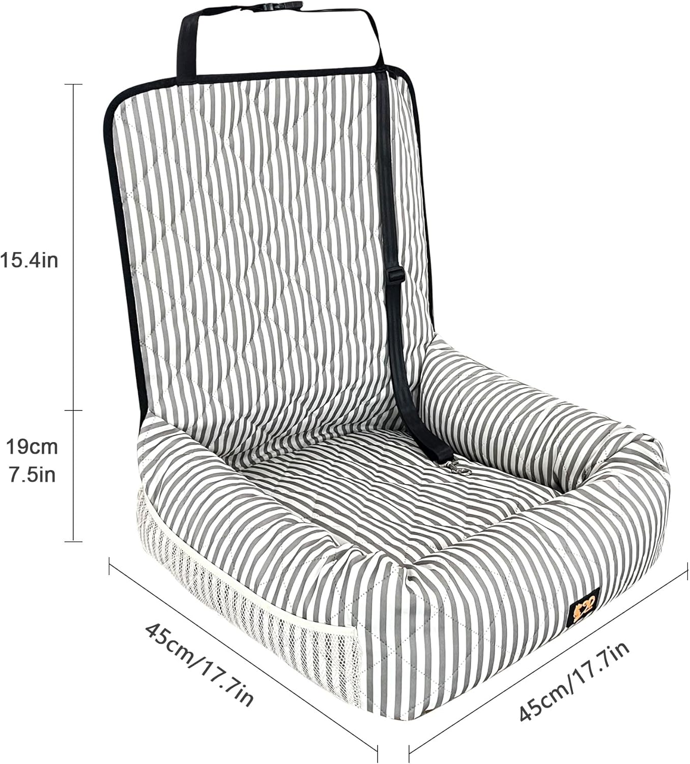 Dog Car Seat for Small and Medium Dogs, Booster Seat Sofa Pet Bed, Portable Car Travel Carrier Bed (Stripes,M)