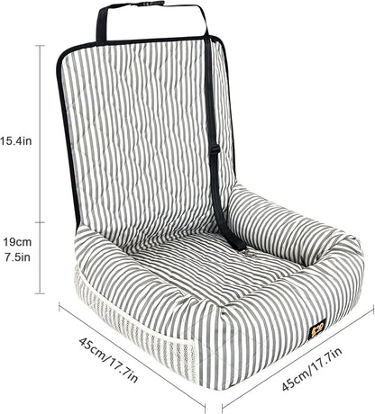 Dog Car Seat for Small and Medium Dogs, Booster Seat Sofa Pet Bed, Portable Car Travel Carrier Bed (Stripes,M)