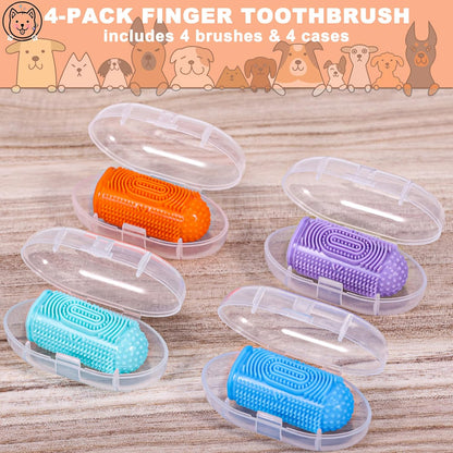 Dog Toothbrush Finger Toothbrush Dogs Tooth Brushing Kit 4Pack Dogs Finger Toothbrushes for Dog Teeth Cleaning& Dental Care Doges Tooth Brush Pet Toothbrush