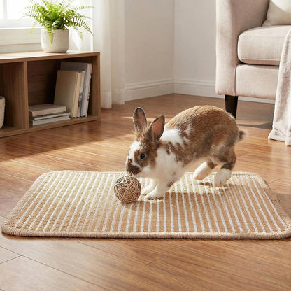 1PCS Rabbit Scratching Pad, 15.75x11.81 Inch Natural Sisal Bunny Scratch Pad, Rabbit Mat Claws and Teeth Care for Pet Small Animal Cage Chewing Bedding Biting Sleeping Nesting Toys (Brown)