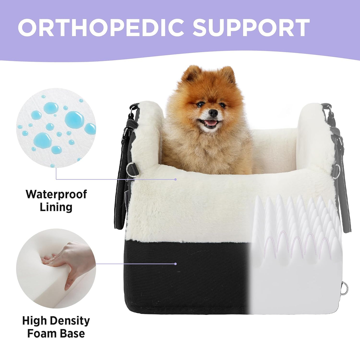 Lesure Dog Booster Bed - Car Seats for Small Dogs, Egg Crate Foam Dog Car Bed with Clip-On Leash Travel accessories, Blue