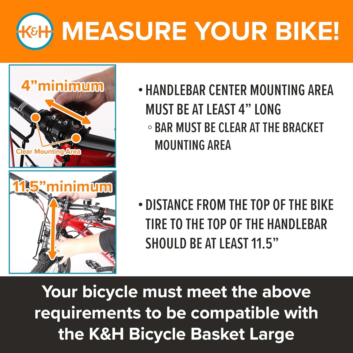 K&H Pet Products Bike Basket Front Dog Carrier, Universal Fit Cat Dog Pet Bike Basket with Front Bicycle Mount Included, Washable Liner, Strong Metal Basket, 2 Safety Leashes - Large 16 X 12 X 10in