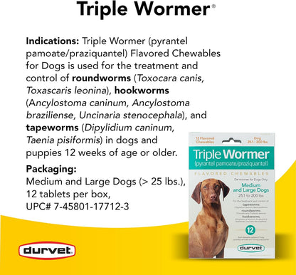 Durvet Triple Wormer for Medium and Large Dogs