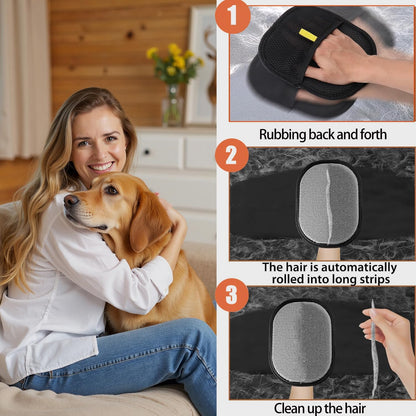 Pet Hair Remover Glove, Reusable Cat Dog Electrostatic Hair Remover Grooming Glove Tool, Double-Sided Static Pet Hair Removal Glove Suitable for Bed Sheets, Sofas