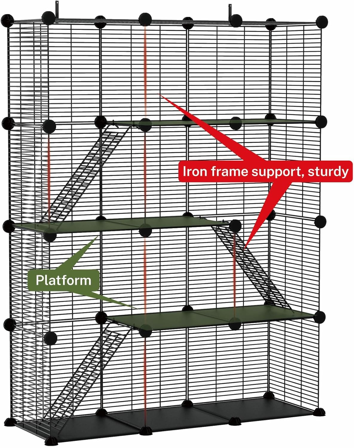 Cat Cage Indoor, Big Wire Cat Cage Kennels Enclosures DIY Playpen Crates, Pet Pen C&C Cage for Multiple Cats Kittens Rabbits Bunny Ferrets Chinchilla and Small Animals