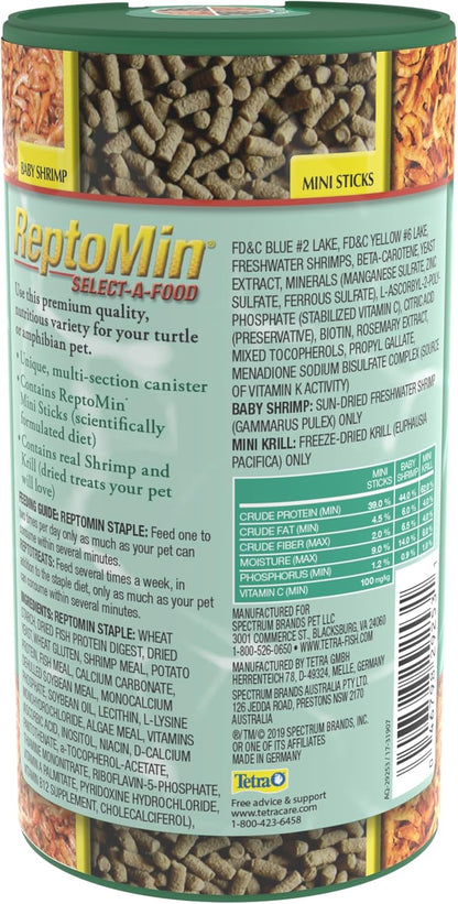Tetra ReptoMin Select-A-Food 1.55 Ounces, For Aquatic Turtles, Newts And Frogs, Variety Pack