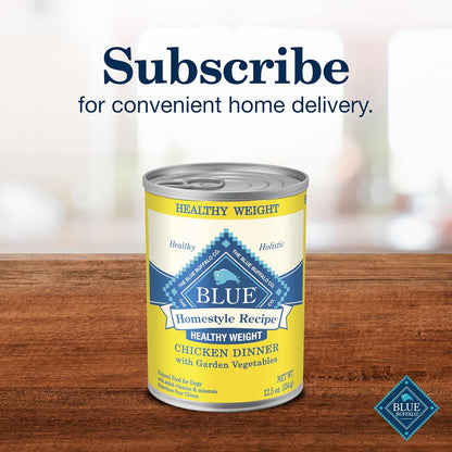 Blue Buffalo Homestyle Recipe Natural Adult Healthy Weight Wet Dog Food, Chicken 12.5-oz can (Pack of 12)